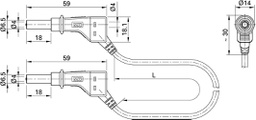 Test lead; 32A; banana plug 4mm,both sides; Urated: 600V; Len: 2m