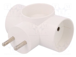 Connector: AC supply; splitter; Layout: 2P; Type: round; white; 16A
