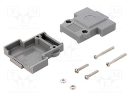 Enclosure: for D-Sub connectors; Locking: screws; straight