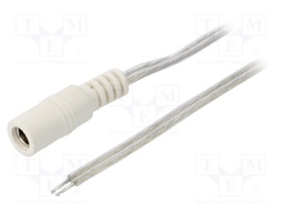 Cable; wires,DC 5,5/2,1 socket; straight; 0.5mm2; transparent; 3m