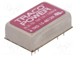 Converter: DC/DC; 15W; Uin: 36÷75V; 12VDC; Iout: 1.25A; 330kHz