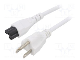 Cable; 3x18AWG; IEC C5 female,NEMA 5-15 (B) plug; PVC; 5m; white