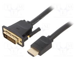 Cable; DVI-D (18+1) plug,HDMI plug; 1.5m; black; 30AWG; Core: Cu