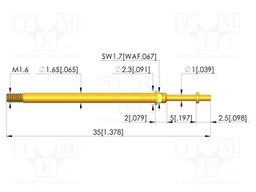 Test needle; Spring compression: 4mm; 5mm; 8A; CuBe; gold-plated