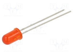 LED; 5mm; red; 250mcd; 40°; 20mA; 2.4V; Front: convex