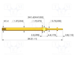 Test needle; Spring compression: 3.5mm; 4.4mm; 5A; CuBe; Ø: 0.65mm