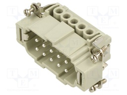 Connector: HDC; contact insert; male; CNE; PIN: 10; 10+PE; 16A; 600V