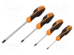 Kit: screwdrivers; Pcs: 4; Pozidriv®; Size: PZ0,PZ1,PZ2,PZ3