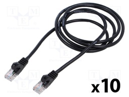 Patch cord; U/UTP; 5e; stranded; CCA; PVC; black; 1.5m; 26AWG