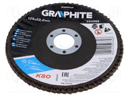 Flap grinding wheels; Ø: 125mm; Øhole: 22.2mm; Granularity: 80