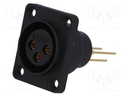Socket; XLR; female; PIN: 3; straight; sealed; THT; gold-plated; 5A