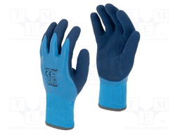 Protective gloves; Size: 11; blue; acrylic,latex; furlined; tag