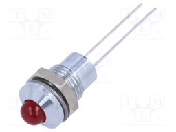 Indicator: LED; prominent; red; 2VDC; Ø8mm; 2pin; metal
