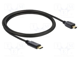 Cable; USB 2.0; USB B mini plug,USB C plug; gold-plated; 1m