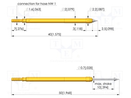 Test needle; Spring compression: 6mm; 10mm; 1A; steel; Ø: 1.5mm