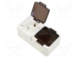 Connector: AC supply; socket; 2P+PE; 250VAC; 16A; white; wall mount