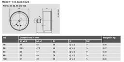 Manometer; Class: 2,5; 50mm; Thread: G 1/4 B; 0÷25bar; -20÷60°C