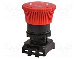 Switch: push-button; 22mm; Stabl.pos: 1; red; IP65; mushroom; E