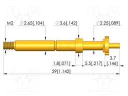 Test needle; Spring compression: 4mm; 5mm; 5A; CuBe; gold-plated
