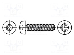 Screw; for metal; 4x8; Head: cheese head; Torx®; TX20; Øhead: 8mm