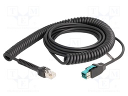 Cable; coiled; PoweredUSB plug,RJ45 plug; black; F/UTP; 26AWG