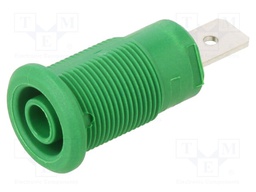 Socket; 4mm banana; 32A; 1kV; Cutout: Ø12.2mm; green; nickel plated
