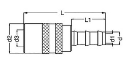 Quick connection coupling; straight,with valve; 15bar; Seal: FPM
