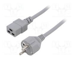 Cable; 3x1.5mm2; CEE 7/7 (E/F) plug,IEC C19 female; PVC; 2m; grey