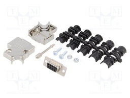 D-Sub; PIN: 9; plug; female; shielded; soldering; for cable; black