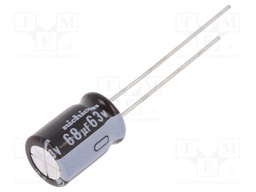 Capacitor: electrolytic; THT; 68uF; 63VDC; Ø8x11.5mm; Pitch: 3.5mm