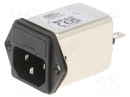 Filtered IEC Power Entry Module, IEC C14, Medical, 10 A, 250 VAC, 2-Pole Fuse Holder