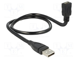 Cable; USB 2.0; USB A plug,USB B micro socket; 0.5m; black; 28AWG