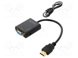 Adapter; HDMI plug,Jack 3.5mm socket,VGA female; black; black