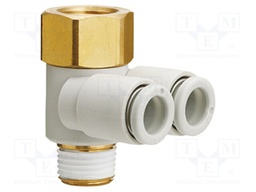 Push-in fitting; threaded,angled 90°; R 1/4"; inside,outside