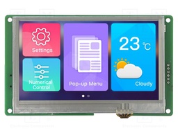 Display: TFT; 4.3"; 480x272; Illumin: LED; 8MBFLASH; RGB; 250cd/m2