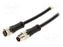 Cable: for sensors/automation; M8-M8; male; female; PIN: 3; plug