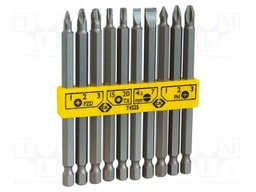 Screwdriver bits; Pcs: 10; 100mm; Mounting: 1/4" (E6,3mm)