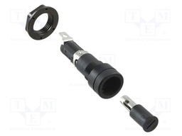 Fuse holder with cover; cylindrical fuses; on panel; black; HTB