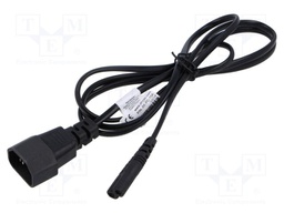 Cable; 2x0.5mm2; IEC C14 male,IEC C7 female; PVC; 1.5m; black