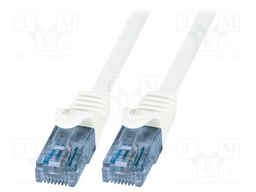 Patch cord; U/UTP; 6a; stranded; CCA; PVC; white; 10m; 26AWG