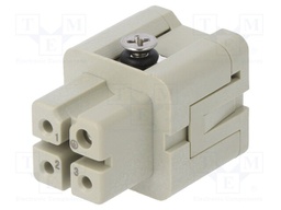 Connector: HDC; contact insert; female; DA; PIN: 4; 3+PE; size D3A