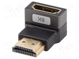 Adapter; HDMI socket,HDMI plug 90° up/down; HDMI 2.1; silver