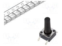 Microswitch TACT; SPST-NO; Pos: 2; 0.05A/12VDC; SMT; 1.57N; 6x6x4mm