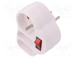 Connector: AC supply; splitter; Layout: 2P+PE; white; 230VAC; 16A
