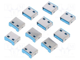 Plug; protection cap; male; push-in; straight; friction lock; blue