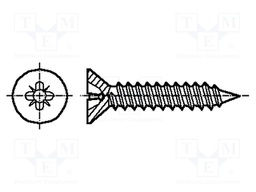 Screw; for metal; 2,9x6,5; Head: countersunk; Pozidriv; zinc
