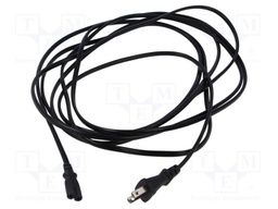 Cable; 2x0.75mm2; IEC C7 female,JIS 8303 plug; PVC; 5m; black; 7A