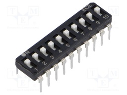 Switch: DIP-SWITCH; Poles number: 10; OFF-ON; 0.025A/24VDC; THT