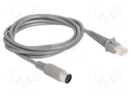 RJ-DIN; DIN 8pin plug,RJ50 plug; 2m; PVC; grey; 26AWG; Øcable: 5mm