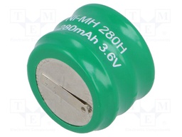 Re-battery: Ni-MH; 3.6V; 280mAh; Leads: soldering lugs; Ø25x26mm